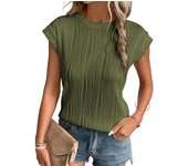 Jocoo Jolee Women's Short Sleeve Crop Tops Crewneck Textured Tops Cute Summer Tank 2024 Basic T-Shirts Work Blouses