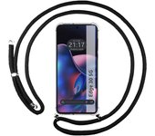 Tumundosmartphone Funda Colgante Transparente para Motorola Moto Edge 30 5G con Cordon Negro - Protección Móvil