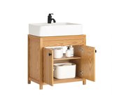 SoBuy BZR98-N Mueble para Debajo del Lavabo Fregadero Armario de Baño Armario de Almacenaje de Suelo 2 Puertas 60 x 35 x 60 cm Madera ES