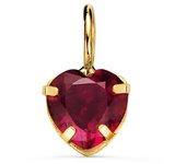 Colgante Oro 18k mujer 6 mm. piedra redonda color rojo