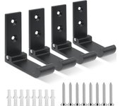 Perchero de pared de 4 piezas, gancho plegable con tornillos, diseño de esquinas romas, para bolsos, abrigos y toallas, para baño, cocina, sala de estar y caravana, color negro.