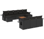 Conjunto de sofás de Jardín 11 pzas y zapatos sintético Negro