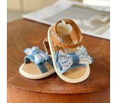Infant Baby Girls Summer Sandals with Flower Bowknot Soft Sole Wedding Dress Flats Newborn First Walkers Crib Dress Shoes