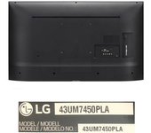 Carcasa Trasera Negra LG 43UM7450PLA, NUEVA