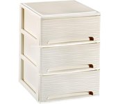 COM-FORT HOUSE  Cajonera Apilable de Plástico  Modelo Ondas  Color Blanco Roto  Cajones de Almacenamiento Modular