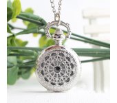 Vintage Hollow Pocket Watch Simplicity Flower Pattern Alloy Quartz Pendant Watch Necklace For Women Gathering Clock Gifts
