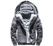 Chaqueta De Fleece Para Hombres Camuflaje Cremallera Y Capucha Abrigo Invernal Manga Larga Casual Streetwear