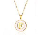 Stainless Steel Round White Necklaces For Women Gold Color  Initial Woman Man 26 Letters Pendant Chain Necklace Jewelry Gifts
