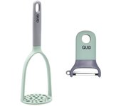 QUID OZON Set Pelador Y Prensa Patatas 26x9x8CM Verde  Mango ergónomico Libre de bpa