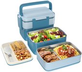 Caja de Bento, lonchera para adultos con compartimento de arce inoxidable, lonchera a prueba de fugas, Gran Volumen, sin BPA, si se mantiene fresco durante mucho tiempo (Azul)