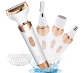 Máquina de afeitar eléctrica 4 en 1 para mujer-Depiladora recargable USB, Diseño Impermeable y Sin Dolor para Axilas, Piernas y Zonas Sensibles