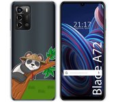 Funda Silicona Transparente para ZTE Blade A72 diseño Panda Dibujos