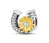 New 925 Sterling Silver Sunflower Lucky Four-Leaf Clover Clip Butterfly Charm Beaded Fit Original Bracelet DIY Jewelry Accessory