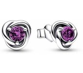 Month Birthstone Eternity Circle Stud Earrings 925 Silver Plated Women Birthday Commemorative Jewelry Exquisite Gift