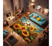 Alfombra de girasol, alfombra antideslizante con diseño de girasol y mariposa, alfombra de polea para cocina, dormitorio, sala de estar, habitación de niños, decoración de granja de 24 x 36 pulgadas
