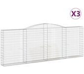 vidaXL Cestas de gaviones 3 uds forma de arco hierro Dimensiones 400 x 30 x 100/120 cm,  400 x 30 x 140/160 cm,  400 x 30 x 180/200 cm y mas
