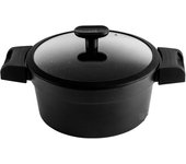 Fagor Alutherm - Olla Negra + Tapa de Cristal, Aluminio Fundido, Antiadherente Bicapa, Todo Tipo de Cocinas, Inducción, Asas Extraíbles