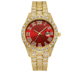 Hip Hop Watch for Men Iced Out Bling Full Diamond Luxury Quartz Watch Analog Roman Calendar Watch for Men Women