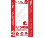 SPARK - CABLE PD LIGHTNING CABLE DE DATOS Y CARGA 1m, 3.0A, Tipo-C a Lightning, CARGA RÁPIDA, TRANSFERENCIA DATOS PROTECCIÓN DE BATERÍA APPLE IPHONE