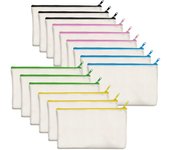 15 Pack Blank Cotton Canvas DIY Craft Zipper Bags Pouches Pencil Case for Makeup Cosmetic Toiletry Stationary Storage