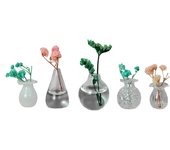 Mini jarrones magnéticos para nevera - 8 mini jarrones de cerámica con forma de planta, bonitos jarrones magnéticos 3D con capullos, pequeños imanes para nevera para decoración del hogar/aniversario (sin flores)