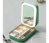 Maquillaje caja de almacenamiento con espejo de luz LED portátil de viaje maquillaje cosméticos joyería caja de almacenamiento táctil organizador de almacenamiento