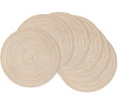 38cm Round Placemats Set of 6 Braided Woven Place Mats Washbale Table Placemats Round Heat Resistant Table Mats for Kitchen Dining Table(Beige)