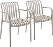 TECTAKE - Sillas de jardín ALCUDIA resistentes a la intemperie y apilables, Conjunto de sillas modernas con diseño ligero y aireado, Plástico resistente a la intemperie, duradero y resistente, Gran estabilidad gracias a protectores de goma antideslizantes