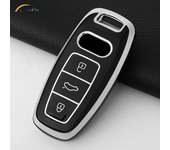 TPU Car Key Case Cover Shell Fob For Audi 4K A8 E-tron Q5 Q7 Q8 C8 D5 SQ8 R8 A1 A3 A4 A6 A7 Fob Protector Holder Key Chain