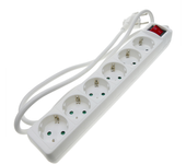 Regleta de enchufes 6 schuko 16A 250V blanca con interruptor y cable de 1.5m - BeMatik