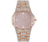 Reloj para mujer con forma cuadrada, piedras brillantes, calendario, un reloj de lujo para la mujer