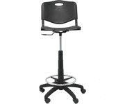 Piqueras Y Crespo Taburete Robledo PVC Negro Ergonómico Regulable en Altura y Giratorio 360