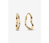 Pandora - Pendientes de Ano asimétricos with shape De corazón - Baño de Oro de 14K