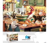 1000 Pieces Kitchen Cat Jigsaw Puzzle Home Decor Adults Puzzle Games Family Fun Floor Puzzles Educational Toys for Kids