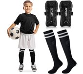 Loogdeel 2Pair Boys Girls Football Shin Protection Board Sports Sock Set Kids Soccer Over Knee Socks Legging Support Guard Child