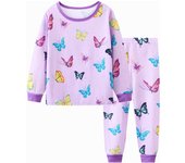2pcs Girls Casual Cartoon Unicorn Print Crew Neck Pink Cotton Pajama Sets