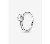 Pandora-Anillo Lonely con corona brillante transparente-Plata de Lei