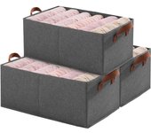 3 Cajas de Almacenaje Ajustable, Cajas Organizadores Tela con Asa, Cubo de Almacenamiento Ropa Abierto, Caja Almacenaje para Sábanas, Juguetes, Armarios