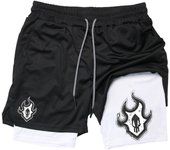 Print 2 in 1 Running Workout Shorts for Men Gym Performance Compression Shorts with Phone Pocket Towel Loop Athletic Activewear