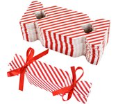 10/30/50pcs Red Stripe Candy Box Christmas Chocolate Cookies Packaging Box Bags DIY Xmas Tree Ornaments Decoration Wedding Party