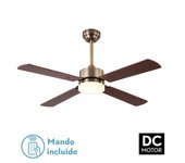 Ventilador de Techo FABRILAMP 18W DC Hupe Cuero 4 Aspas 6 Vel.107D Remoto