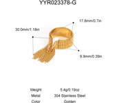 Encanto Conjuntos de anillos de pulsera de acero inoxidable con borlas de Color dorado, brazalete brillante pulido de alta calidad, Kit de joyería de anillo ajustable abierto