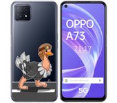 Tumundosmartphone Funda Gel Transparente para Oppo A73 5G diseño Avestruz Dibujos