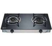 Muvip Cocina de Gas Inox 2 Fuegos - Cristal Templado - Encendido Piezoelectrico - Quemador de Hierro Fundido Desmontable - Hornillo de gas