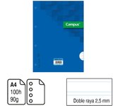 RECAMBIO CAMPUS ORIGINAL TAMAÑO A4 recambio de cuaderno de hojas sueltas 100 Hojas con 4 Taladros. 90 G. Cuadricula 3 Mm/Cuadricula 4 Mm/Doble Raya 2,5 Mm/Horizontal/Liso a elegir