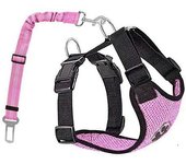 Dog Car Harness Seatbelt Set, Dog Vest Harness Adjustable with Breathable Mesh & Vehicle Safety Seat Belt Tether with Elastic
