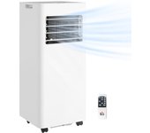 HOMCOM Aire Acondicionado Portátil 3 en 1 9000 BTU Enfriador Ventilador Deshumidificador 24,1 L/Día con Control Remoto Pantalla LED Temporizador 24h 2 Velocidades para Habitación 28m² Blanco