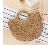Summer Handmade Bags for Women Beach Weaving Ladies Straw Bag Wrapped Beach Bag Moon shaped Top Handle Handbags Totes