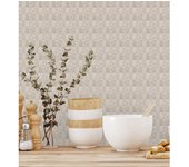 Papel pintado vinílico lavable ligeramente metalizado con textura en relieve - Claxton Tiles 680968 de GAULAN - Rollo de 10 m x 1,06 m