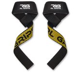 RL Grips® Straps Gym para Levantamiento de Pesas y Powerlifting - Correas de Agarre Fitness con Grip de Silicona para Gimnasio Acolchado - Agarraderas de Entrenamiento para Peso Muerto, Jalones, Remo - Rojo, Amarillo, Gris, Rosa, Azul y Blanco